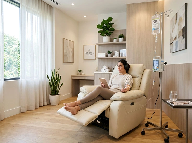 A clinician discussing whether IV therapy may be appropriate