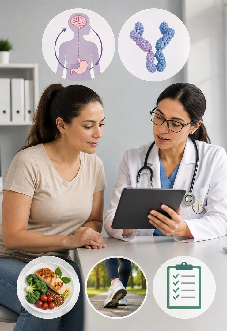 Adult reviewing Mounjaro treatment information with a clinician