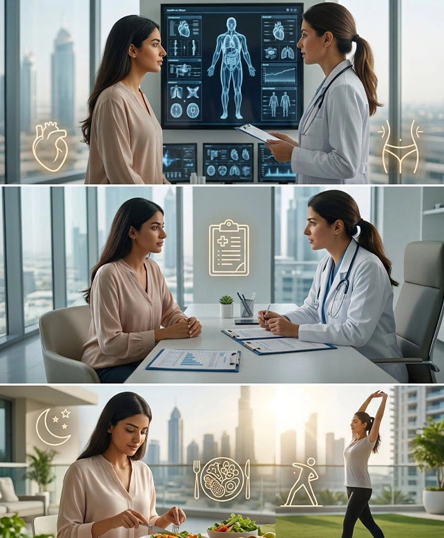 A clinician and patient reviewing health information together during an assessment